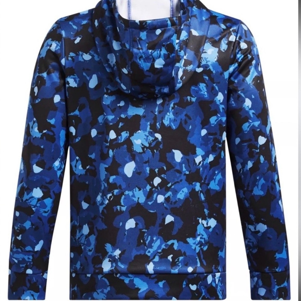 Under Armour Boys Fleece Logo Hoodie — YLG (Large), Blue Camo All-Over Print - Picture 2 of 3
